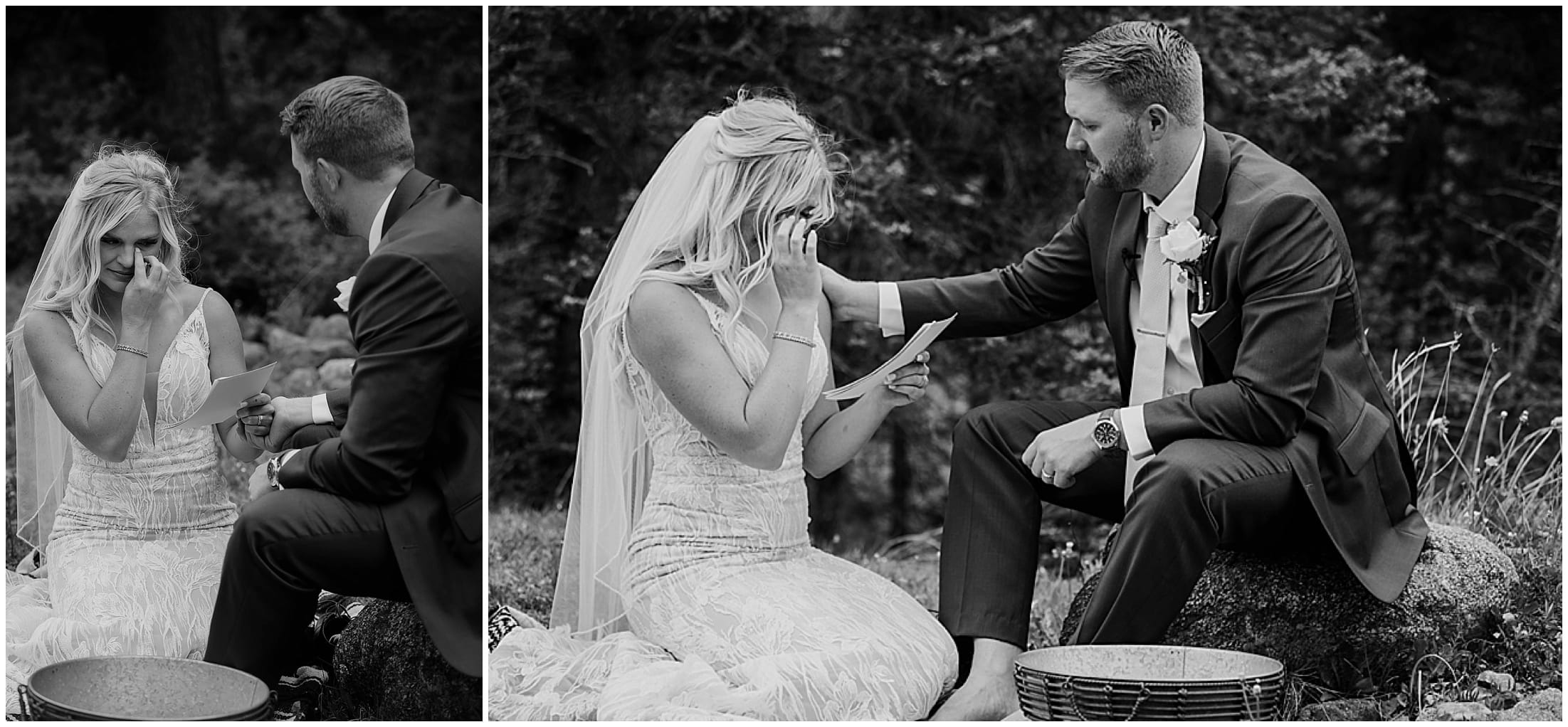 bride and groom reading vows to each other at the river, bride and groom washing each others feet at the river, Aspen Lodge, Red River New Mexico, Red River New Mexico Wedding, Weddings in New Mexico, Destination mountain wedding, destination mountain elopement, elopements in new mexico, places to get married in new mexico, destination elopement photographer, mountain wedding photographer, new mexico wedding photographer, new mexico elopement photographer, brit nicole photography, cabin wedding, new mexico cabin wedding, mountain landscape for wedding, small intimate mountain wedding, small intimate river wedding, wedding photographer in new mexico, junebug weddings, the knot, wedding wire, 41 productions with lindsay gomez, dallas texas bride, DJ Allen Gallegos, Tao Cakes, New Mexico Wedding planner karen kelly, barnes jewelry, Lillian West bridal dress, Lang’s Bridal, enchanted florist wedding flowers, places to get married in texas, texas wedding photographer, texas elopement photographer, forest wedding, forest elopement, wooded area for wedding, wooded elopement, elopement in the woods, amarillo wedding photographer, amarillo elopement photographer