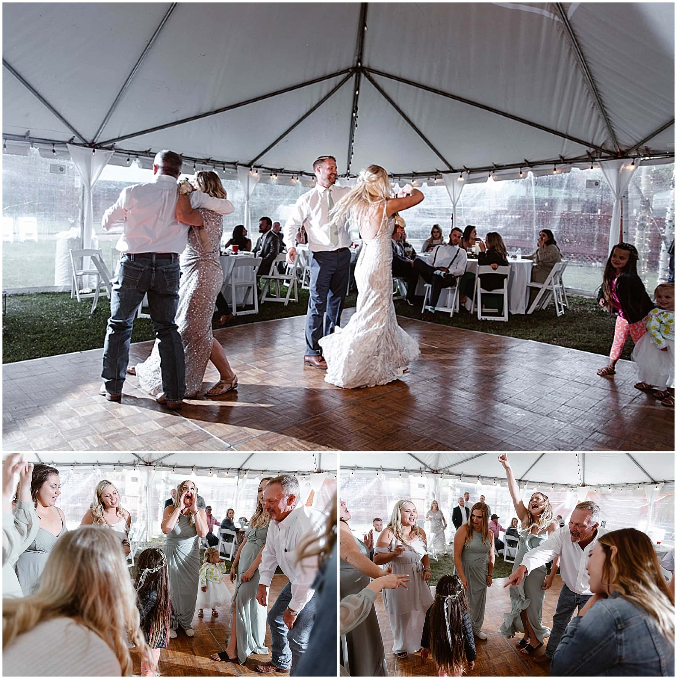 bridal party and guests dancing at wedding, Aspen Lodge, Red River New Mexico, Red River New Mexico Wedding, Weddings in New Mexico, Destination mountain wedding, destination mountain elopement, elopements in new mexico, places to get married in new mexico, destination elopement photographer, mountain wedding photographer, new mexico wedding photographer, new mexico elopement photographer, brit nicole photography, cabin wedding, new mexico cabin wedding, mountain landscape for wedding, small intimate mountain wedding, small intimate river wedding, wedding photographer in new mexico, junebug weddings, the knot, wedding wire, 41 productions with lindsay gomez, dallas texas bride, DJ Allen Gallegos, Tao Cakes, New Mexico Wedding planner karen kelly, barnes jewelry, Lillian West bridal dress, Lang’s Bridal, enchanted florist wedding flowers, places to get married in texas, texas wedding photographer, texas elopement photographer, forest wedding, forest elopement, wooded area for wedding, wooded elopement, elopement in the woods, amarillo wedding photographer, amarillo elopement photographer